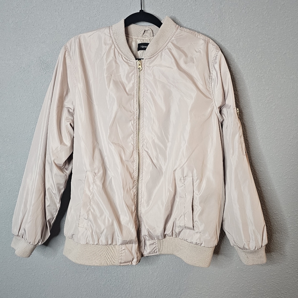New Look‎ Womens Bomber Jacket Size 2X Beige Tan Neutral Casual